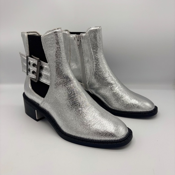 BCBGeneration Shoes - BCBGeneration Barini Silver Metallic Cutout Ankle Boots 6.5M Western Festival